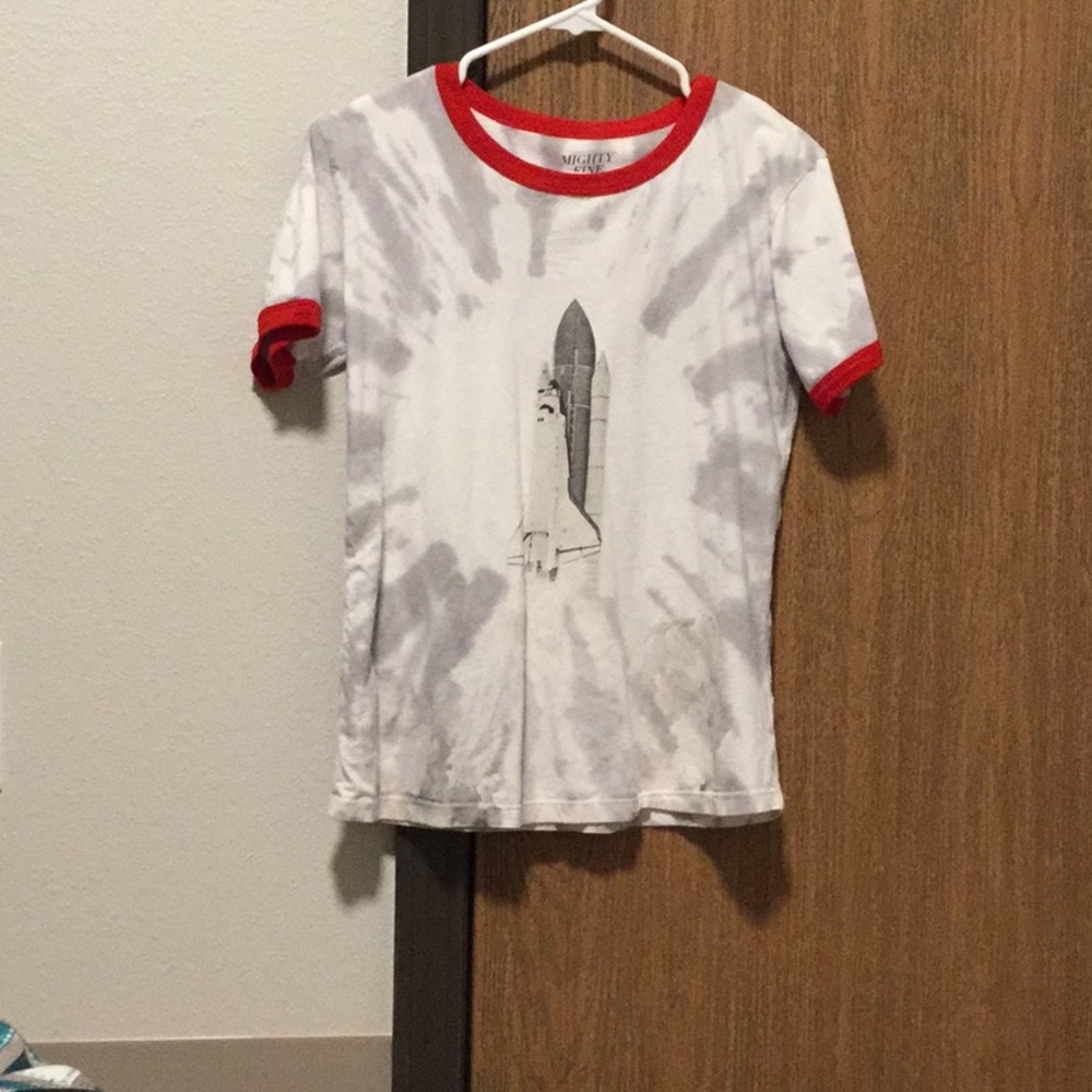 Women’s XS T-shirt. Tie Die. rocket ship/space